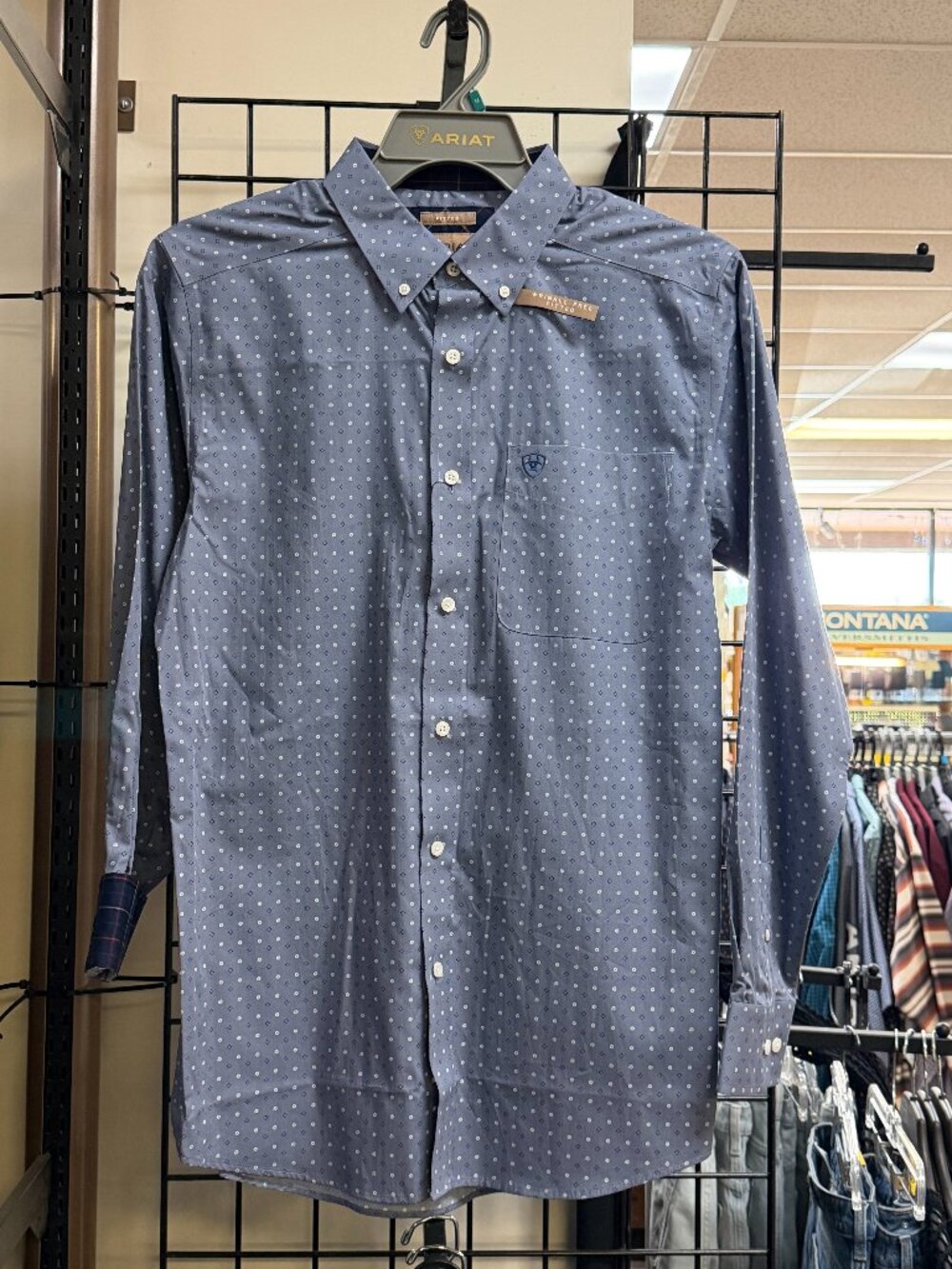 Ariat Men's Wrinkle Free Blane Fitted Long Sleeve Shirt - Grey